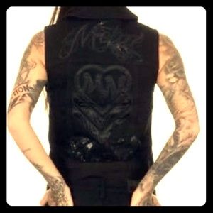 New Metal Mulisha Black Sleeveless Denim Vest XL